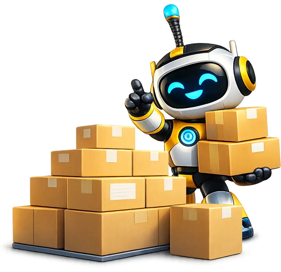 Logistica termos mayoreo Robot gestionando pedidos y envios de termos en mayoreo